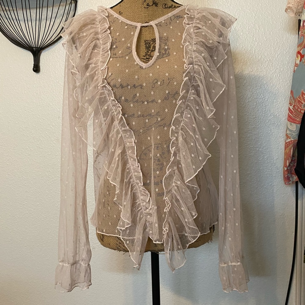 Free Press light pink sheer/mesh top NWT Sz XL